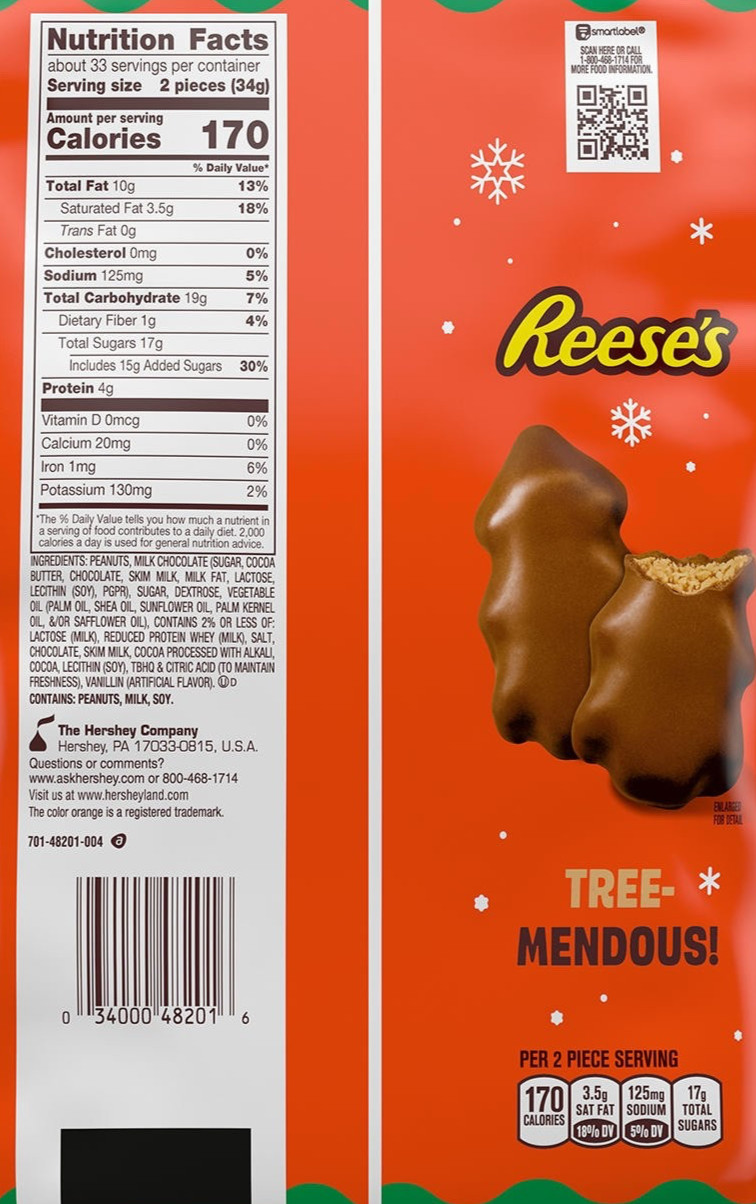 Reese’s Peanut Butter Trees 65 Count 39.8 oz Holiday Bag – Milk Chocolate Snack