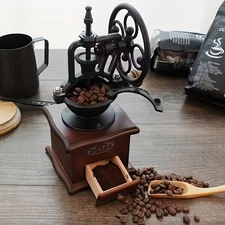 Manual Coffee Grinder Antique Cast Iron Hand Crank Coffee Mill With Grind Set...