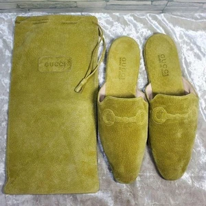 Chaussons Gucci chaussures Horsebit daim vert taille 38 US environ 8 doucement utilisés authentique JPN