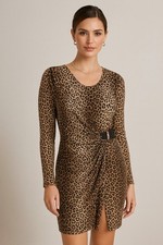 NWT Michael Michael Kors Capsule Caramel Animal Print Mob Wife L Bodycon Dress