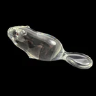 Large 9" Steuben Signed Crystal Beazver Sculpture Figurine Garnet Eyes 8306