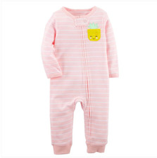 Carter's Zip Up Cotton Sleep  Play Onepiece Pink Stripe 6M NIP With Tag