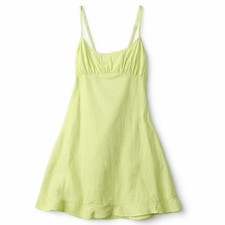 Nasty Gal Dress Girls Size 2 Lime Green Cotton Sun Dress Ruffle Open Back