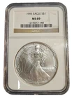 1995 American Silver Eagle $1 Dollar Coin One Troy Ounce 0.999 Fine NGC MS69