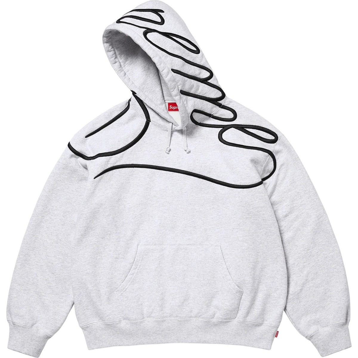 Supreme SHOULDER SCRIPT HOODED SWEATSHIRT Hoodie SS25 Ash Grey