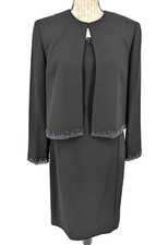 VTG Ann Taylor 2 Piece Dress Size 8 Black Soft Wool Old Money