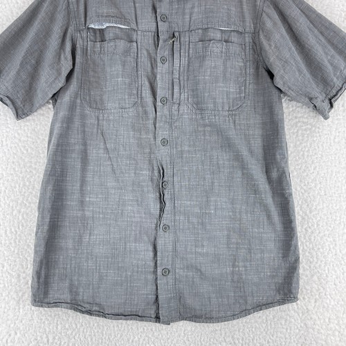Red Head Button-Up Shirt Mens Large Tall Gray Short Sleeve Casual Pocket Vented - Picture 5 of 17