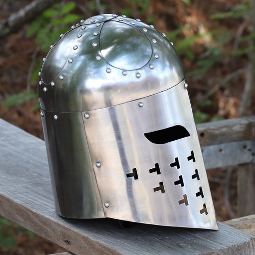 Ancient Oath Sugarloaf Helmet Medieval Functional 18G Steel Warrior Knight Helm - Bild 3 von 6