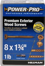 Hillman 8 x 1-3/4 in. Power Pro Premium Exterior Wood Screws, 1 lb.