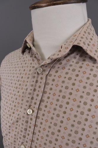 Etro Milano Brown Printed Linen Long Sleeve Button Down Shirt Size 40 - Picture 12 of 21