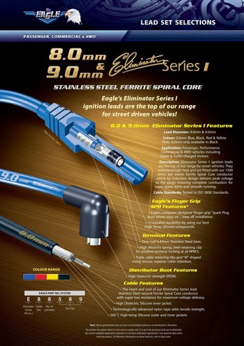 EAGLE BLK 9mm Ignition Spark Plug Leads fits HEI 302-351 Cleveland Over V/Cover. - Picture 4 of 4