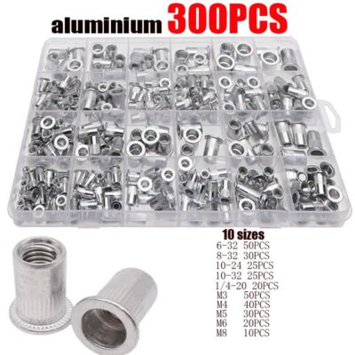 50 écrous à River En Alliage D'aluminium 10-32 - Tête Plate Cannelée, Pour Inserts Filetés