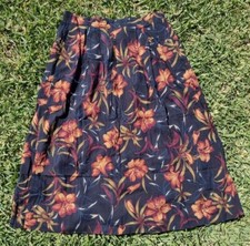 Vintage Sag Harbor Pull On Floral Rayon Lightweight A-Line Skirt, Large