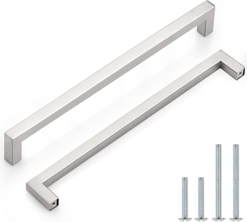 5 Pack|10 Inch Square Cabinet Pulls Brushed Nickel Drawer Handles Stainless Stee