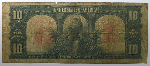 1901 $10 Legal Tender Bison Ten Dollars Red Seal E40259888 FR#122 - Picture 2 of 2