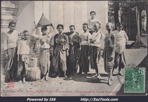 INDOCHINE N°27 SUR CP POUR BOUSSAC AVEC CAD KOMPONG TIAM CAMBODGE DU 27/03/1908 - Picture 1 of 2