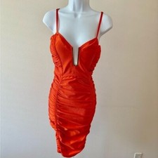 Y2k Fashion Nova Dress Large BodyCon Ruched Mini Satin Festival Boho Glam Indie