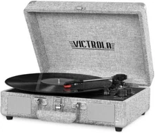 Portable Victrola Suitcase Record Player~Dual Bluetooth~3-Speed~Boy Girl Gift
