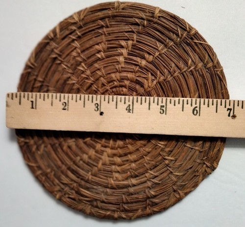 Vintage Kiefer Nadel Korb gewebt flach 7" Durchmesser aufwendig gearbeitet - Bild 11 von 11