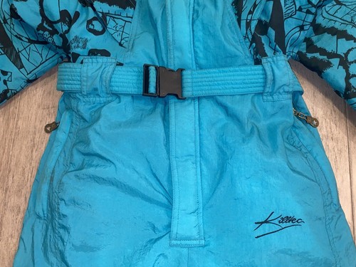 1980s Ski Suit One piece Snowsuit Snow Bib Vintage Apres Retro Teal Womens Large - 第 7/12 張圖片