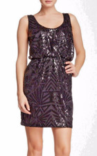 Jessica Simpson ~ Black Mesh Deco Sequins Blouson Party Dress 12 NEW $138