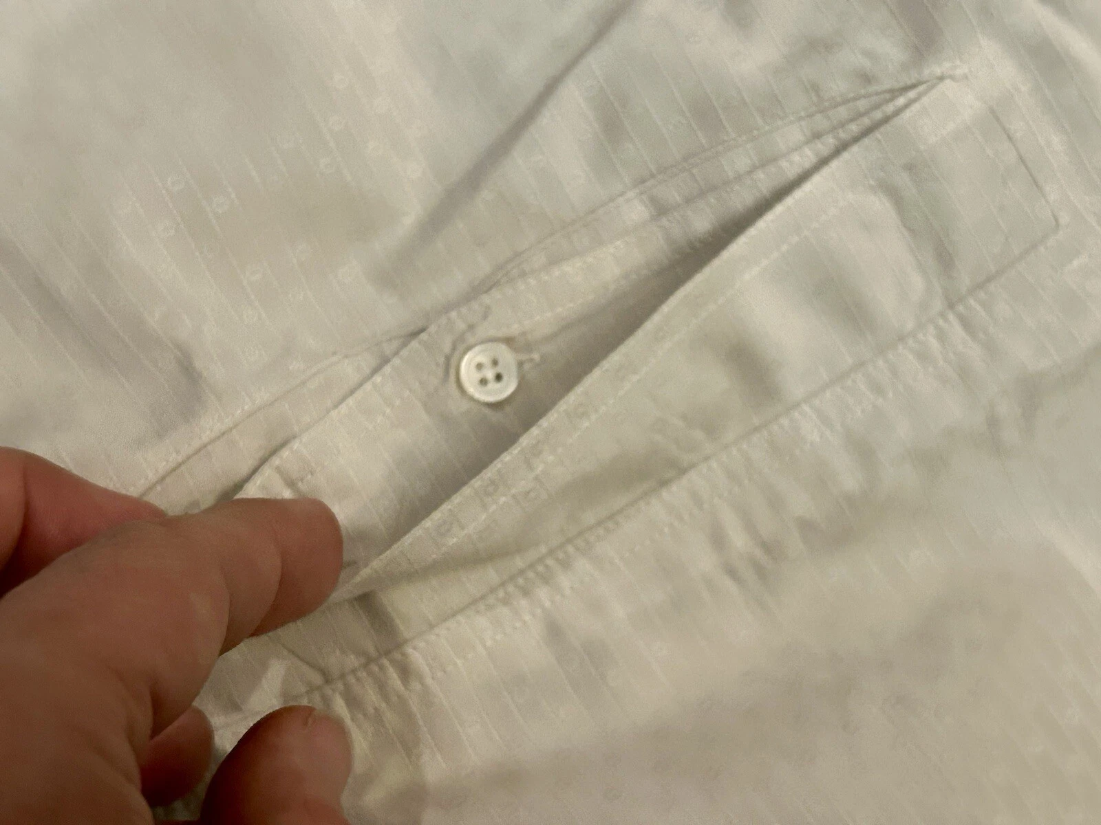 Camicia elegante uomo vintage Gianni Versace Couture seta taglia 52 2XL US bianco grigio