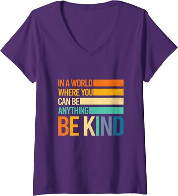Be Kind Inspirational Positive Vibes Kindness Ladies' V-Neck Tshirt