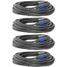 4 PACK speakon compatible to 1/4 50 ft foot PA DJ pro audio speaker cables cords
