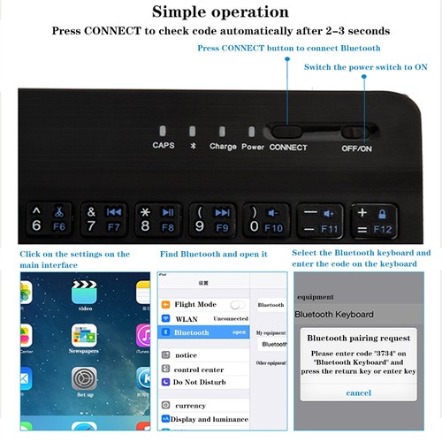 Leather Stand Cover Case+Bluetooth Keyboard For Apple iPad 23456789/Mini/Air/Pro - Picture 8 of 11
