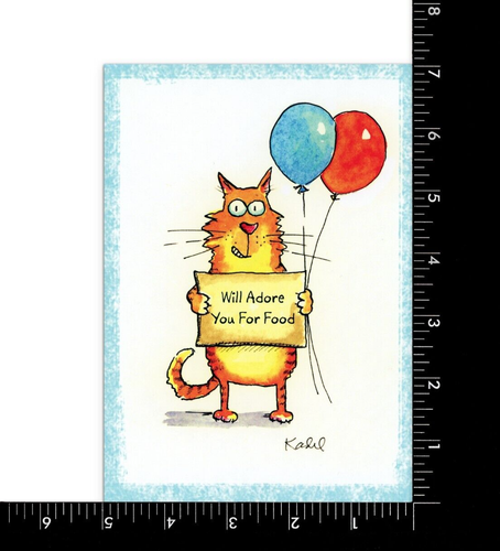 Funny HAPPY BIRTHDAY Card FROM THE CAT, "Will Adore For Food" by RSVP + Envelope - Picture 3 of 5