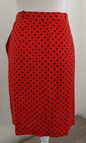 Vintage Neiman Marcus Anne Klein Seide Bleistiftrock Damen 6 rot schwarz Tupfen - Bild 6 von 12