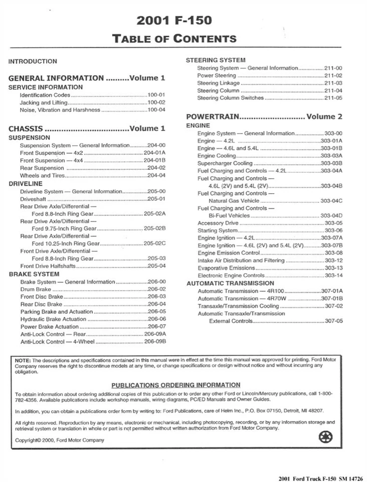 2001 年福特 F-150 卡车店维修手册发动机传动系统接线 — 第 2/4 张图片