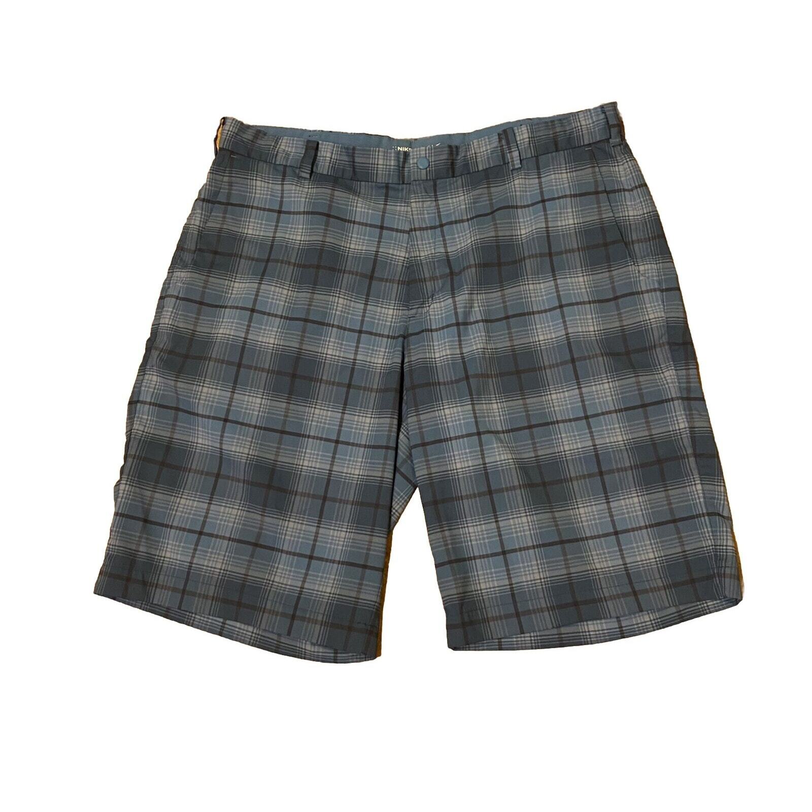 Nike Golf Performance Dri-Fit Shorts Mens 38 Blue Black Plaid
