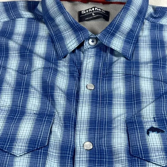 Simms L Button Snap Lined Casual Button Down Plai… - image 3