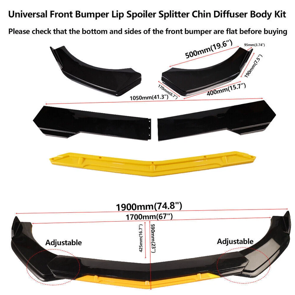 For Volvo C70 Glossy Yellow Front Bumper Splitter Spoiler Lip Body Kit Protector Foto 2 de 4