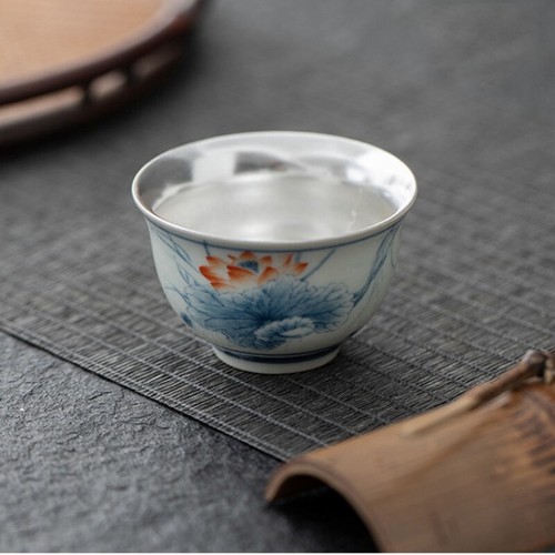 Newly Listed Chinese Tea Set Sterling Silver Ceramic Tureen Tea Cup Pitcher Bowl - Picture 8 of 12