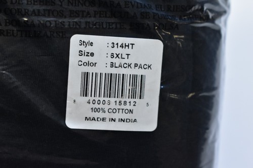 Hanes Big & Tall 100% Cotton Crew Neck Undershirt Black Tagless 3 Pack Mens 6XLT - Picture 3 of 5