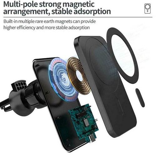 1x 15W Magnetyczne bezprzewodowa ładowarka samochodowa Uchwyty do iPhone'a 12 Pro Max Szybkie ładowanie - Zdjęcie 3 z 9