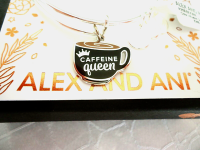 Alex and Ani CAFFEINE QUEEN Shiny Silver Charm Bangle New W/Tag Card & Box  | eBay
