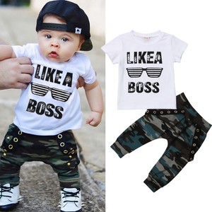 UK Cool Toddler Kids Baby Boy Tops T-shirt Camo Harem Pants Outfits Set Clothes
