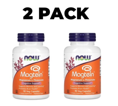 2 PACK, Magtein, Magnesium L-Threonate, 2,000 mg per serving, 90 Veg Caps x 2