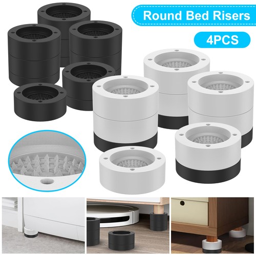 4Pcs Round Furniture Riser Heavy Duty Bed Chair Riser Support 1300lb Washer ø