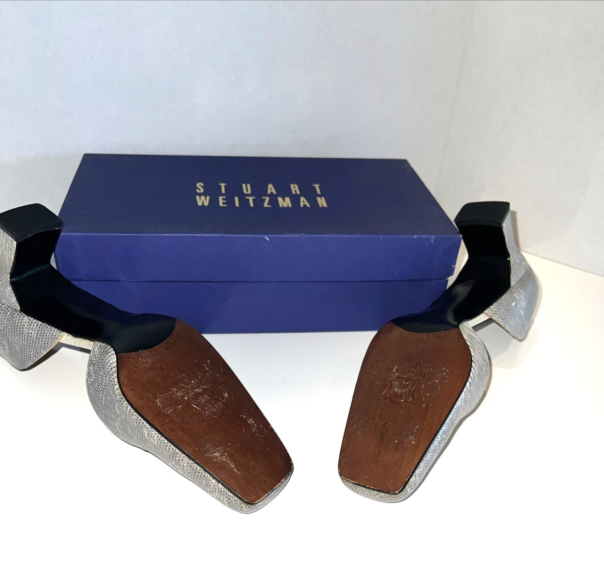 Stuart Weitzman Square Toe Cutout Block Heels Siz… - image 7