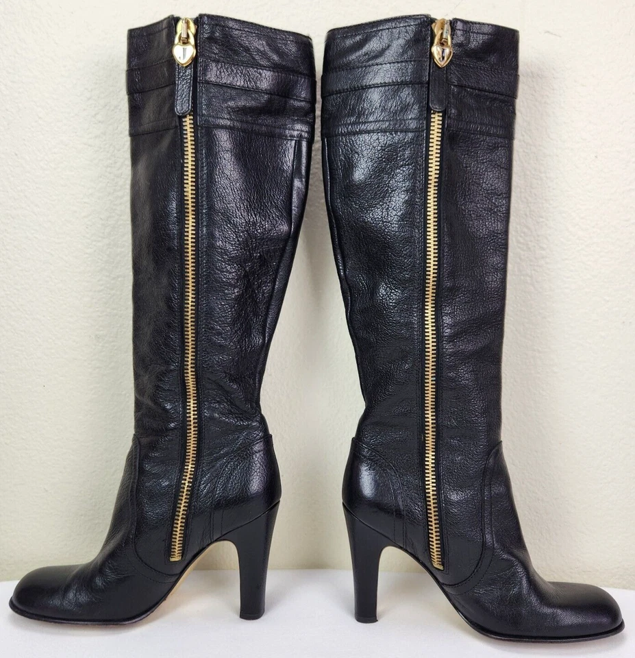 Botas Juicy Couture para mujer de cuero granulado negras hechas en Italia talla 6 Foto 3 de 4