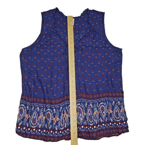 Camiseta sin mangas Faded Glory azul vibrante multicolor boho para mujer L (12-14) nueva sin etiquetas - Imagen 6 de 9