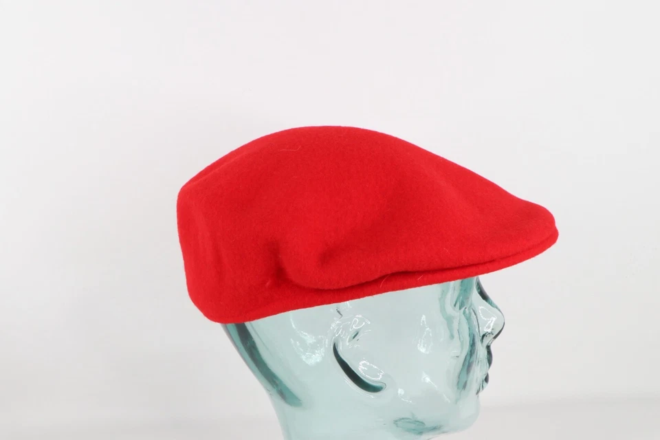 Nuevo de Lote Antiguo Años 90 Streetwear Kangol Lana en Blanco Cabbie Newsboy Gorra Sombrero Rojo Grande Foto 3 de 4