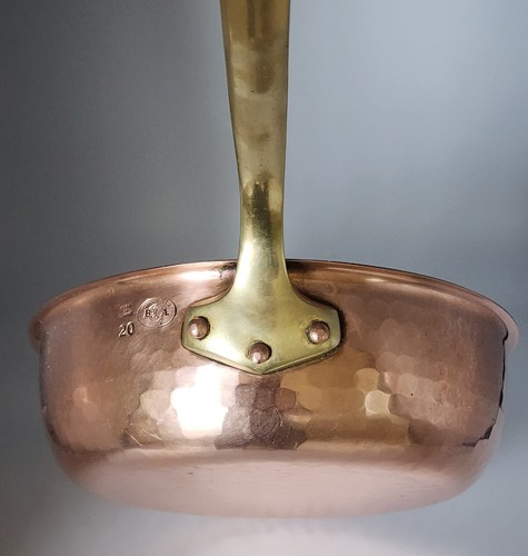 Vintage Cordon Bleu BIA French Pot Saucepan #20 Hammered Copper Brass & Tin - Picture 3 of 18