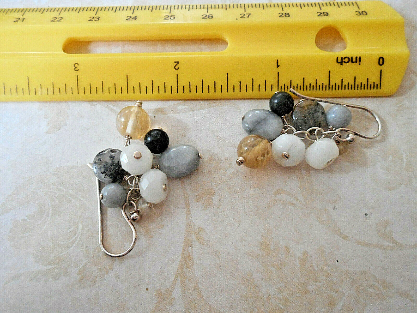 Sterling Silver Multi Stone Bead Dangles Earrings… - image 5