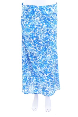 RESERVED maxi-jupe imprimé fleurs UK 10 = D 36 tons bleus - Photo 1/4
