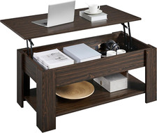 Lift Top Coffee Table with Hidden Compartment and Storage Shelf, Rising Tabletop
